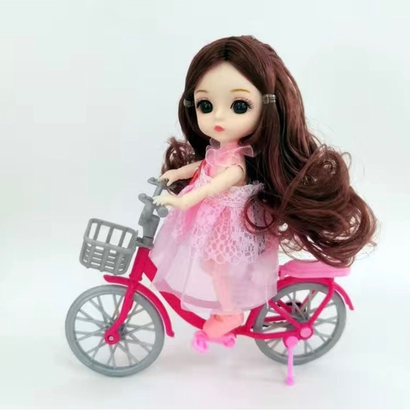 Pink Bicycle with Basket - for Critters, little dolls and Barbie. - Picture 2 of 12